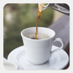 Pegatina Cuadrada Comida, Comida Y Bebida, Café, Pour, Carafe,