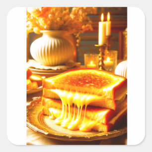 Pegatina Cuadrada Comida de confort a la luz de las velas: sándwich