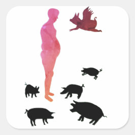 Pegatina Cuadrada Comida feliz Pegatinas de la vegetación ecológica