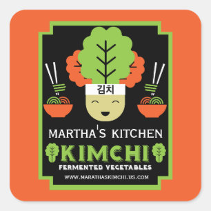 Pegatina Cuadrada Comida hecha en casa de cocina Kimchi