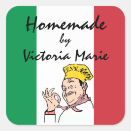 Pegatina Cuadrada Comida italiana casera personalizada