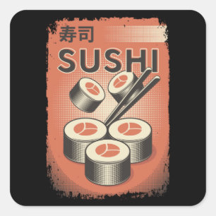 Pegatina Cuadrada Comida japonesa de sushi perfecta   Diseño de esti