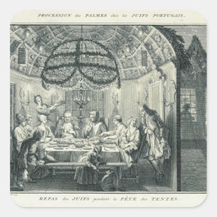 Pegatina Cuadrada Comida judía durante la fiesta de los tabernáculos