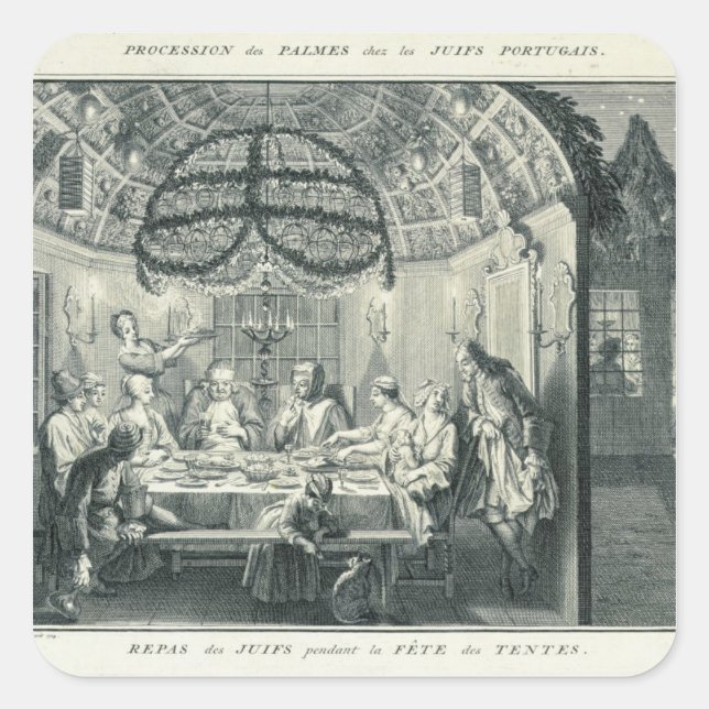 Pegatina Cuadrada Comida judía durante la fiesta de los tabernáculos (Anverso)