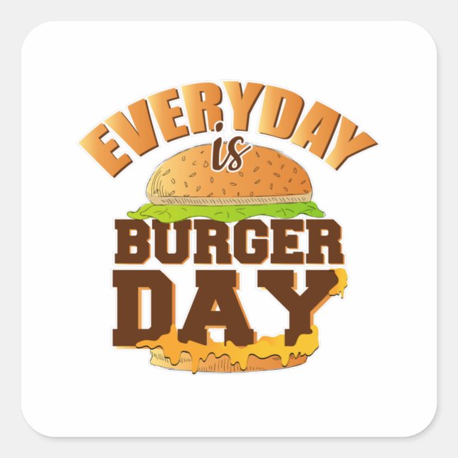 Pegatina Cuadrada Comida rápida hamburguesa queso divertida come reg (Anverso)