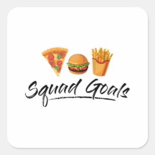 Pegatina Cuadrada Comida rápida hamburguesa queso gourmet divertido