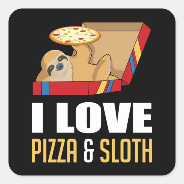 Pegatina Cuadrada Comida rápida hamburguesa Sloth Funny Pizza Comer  (Anverso)