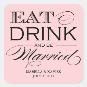 Pegatina Cuadrada Comida rosa claro, bebida   PEGATINAS