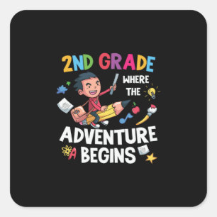 Pegatina Cuadrada Comienza la 2ª clase de profesor Adventure