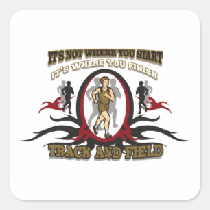 Pegatina Cuadrada Comienzo del atletismo