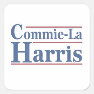Pegatina Cuadrada Commie-La Harris 2024 Funny Anti Kamala Harris