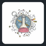 Pegatina Cuadrada Cómnito С la hemisteridad Science Pun<br><div class="desc">El diseño de Science Pun es divertido С de la química y el ilustracion de una brújula,  elementos químicos,  matraz de laboratorio y átomos con moléculas. Un regalo perfecto para niños,  hombres y mujeres que aman la química,  la ciencia,  la biología,  la física.</div>