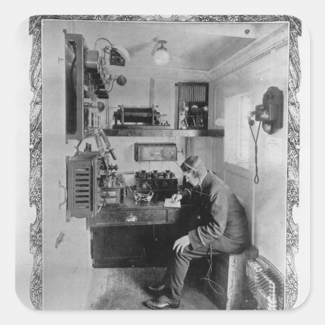 Pegatina Cuadrada Como a bordo del "Titanic" destrozado (Anverso)