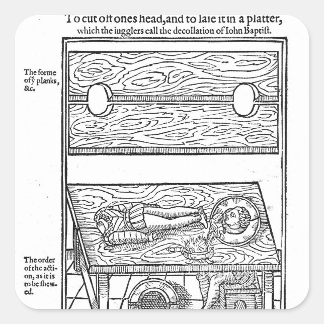 Pegatina Cuadrada Cómo cortar la cabeza (Anverso)