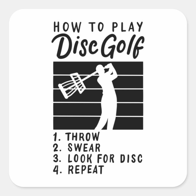 Pegatina Cuadrada Cómo Jugar Al Golf En Disco (Anverso)