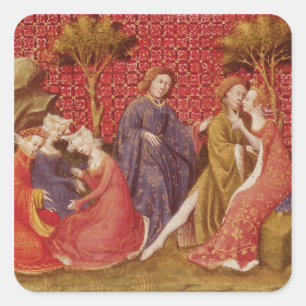 Pegatina Cuadrada Cómo Lancelot besó a Guinevere