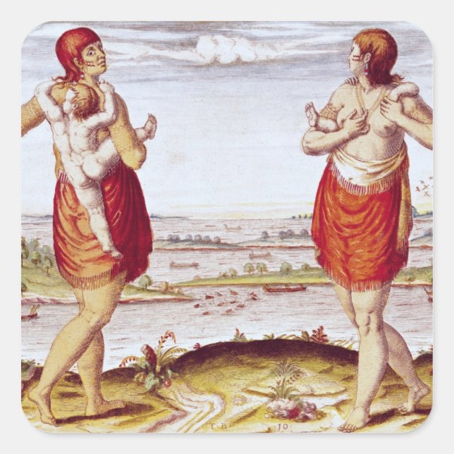 Pegatina Cuadrada Cómo las mujeres de Dasamonquepeuc (Anverso)