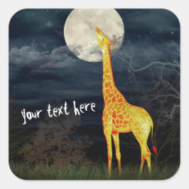 Pegatina Cuadrada ¿Cómo sabe la luna? Giraffe y Moon Sticke