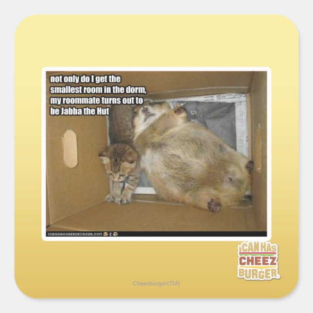 Pegatina Cuadrada Compañero de cuarto de grasa (Anverso)