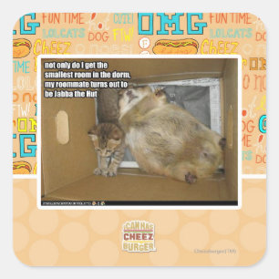 Pegatina Cuadrada Compañero de cuarto gordo