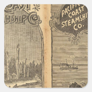 Pegatina Cuadrada Compañía de buque de vapor de la Costa del