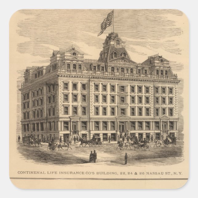 Pegatina Cuadrada Compañía de seguros de vida continental (Anverso)