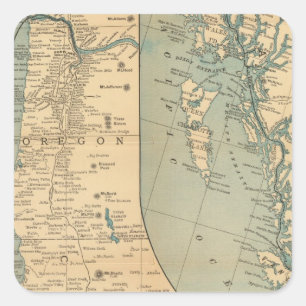 Pegatina Cuadrada Compañía de vapor de la costa del Pacífico