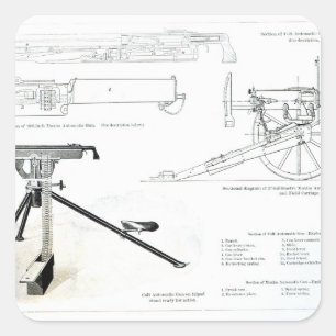 Pegatina Cuadrada Comparación del arma automático del potro