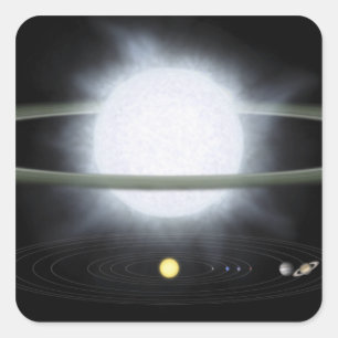 Pegatina Cuadrada Comparación del tamaño de una estrella hypergian