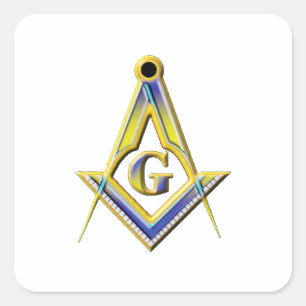 Pegatina Cuadrada Compases y plazas Freemason