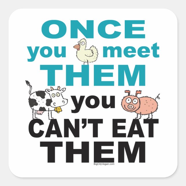 Pegatina Cuadrada Compasión animal (Anverso)