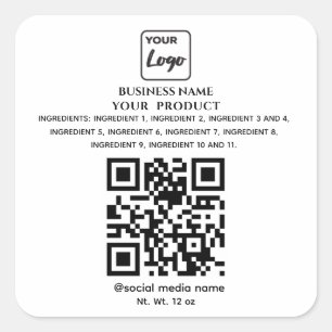 Pegatina Cuadrada Componentes simples del logotipo de código qr