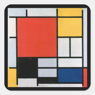 Pegatina Cuadrada Composición abstracta vintage de Piet Mondrian