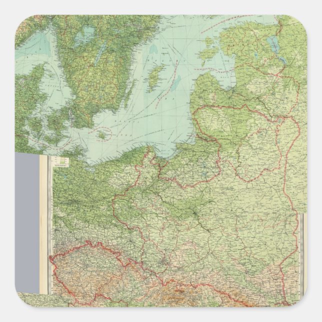 Pegatina Cuadrada Composición de Europa Central (Anverso)