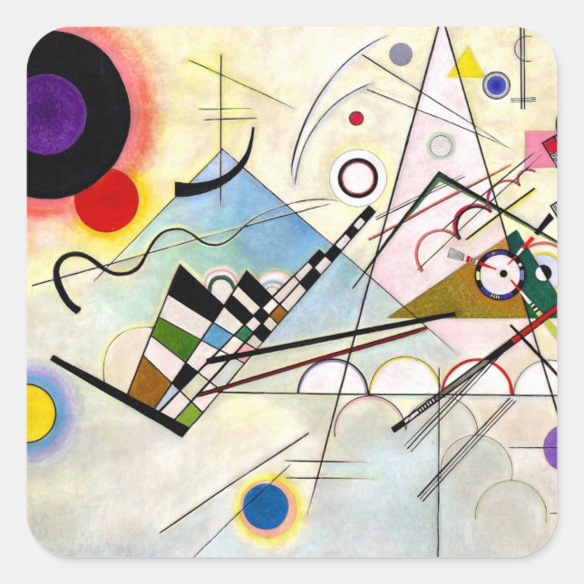 Pegatina Cuadrada Composición de Kandinsky 8 (Anverso)