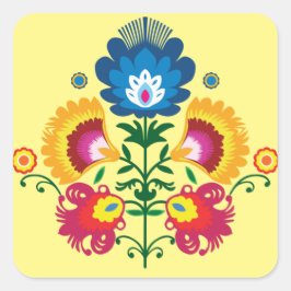 Pegatina Cuadrada 💛 💚 💙 Composición folclórica