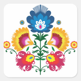 Pegatina Cuadrada 💛 💚 💙 Composición folclórica