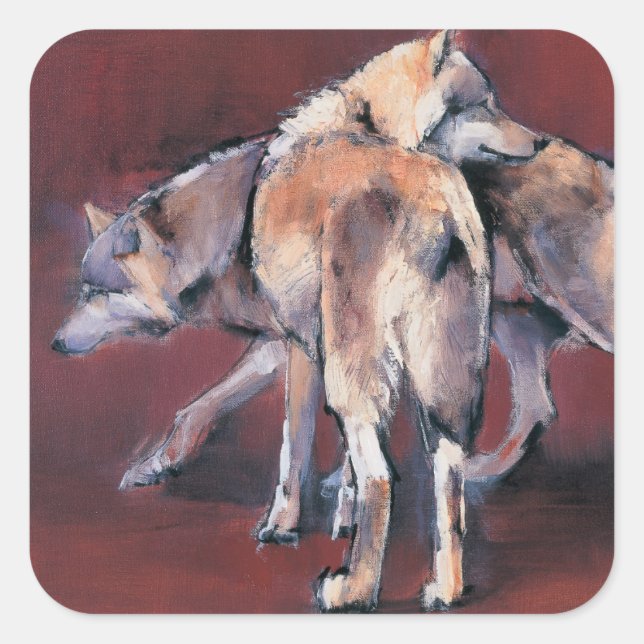 Pegatina Cuadrada Composición Wolf 2001 (Anverso)