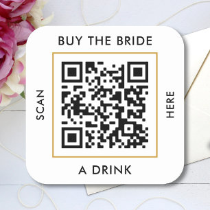 Pegatina Cuadrada Compra A La Novia Una Bebé Personalizado Código QR