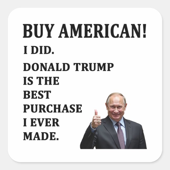 Pegatina Cuadrada Comprar americano (Anverso)
