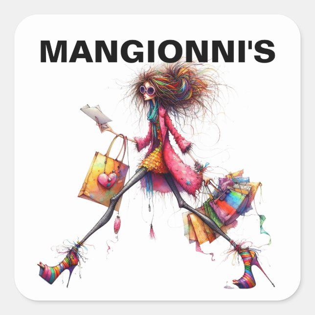 Pegatina Cuadrada Compras de moda (Anverso)