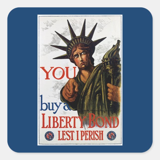 Pegatina Cuadrada Compras Un Bono De Libertad (Anverso)