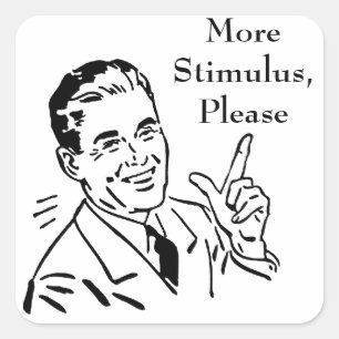 Pegatina Cuadrada Comprobación del estímulo del gobierno vintage