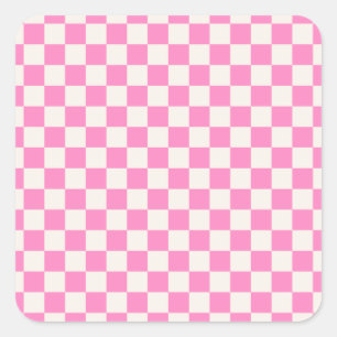 Pegatina Cuadrada Comprobación rosa, Patrón de tablero de cheques,