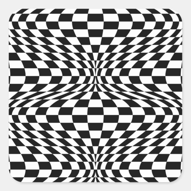 Pegatina Cuadrada Comprobaciones de Op Art (Anverso)