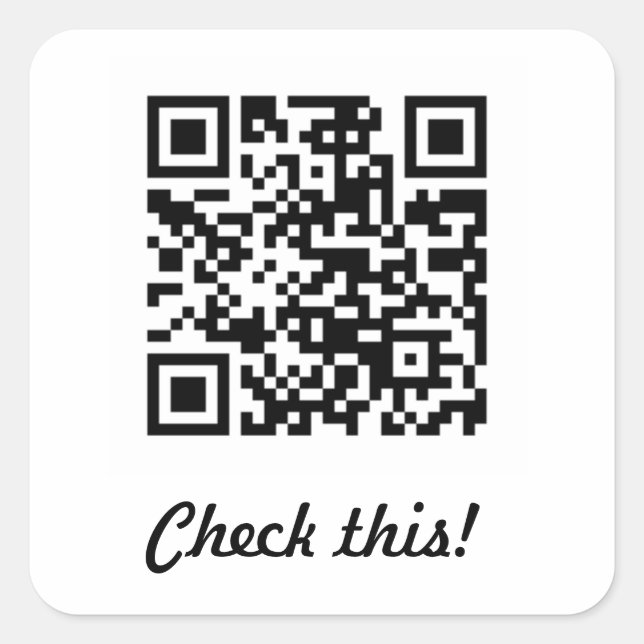 Pegatina Cuadrada Compruebe este código de QR (Anverso)