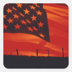 Pegatina Cuadrada Compuesto de Digitaces de la bandera americana