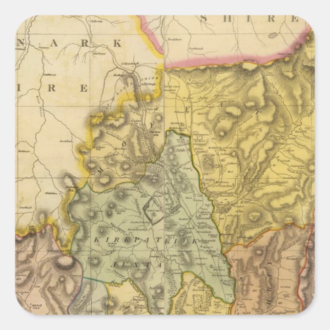 Pegatina Cuadrada Compuesto de Dumfriesshire 3 (Anverso)