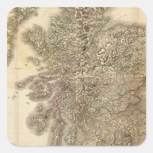 Pegatina Cuadrada Compuesto de Escocia (Anverso)