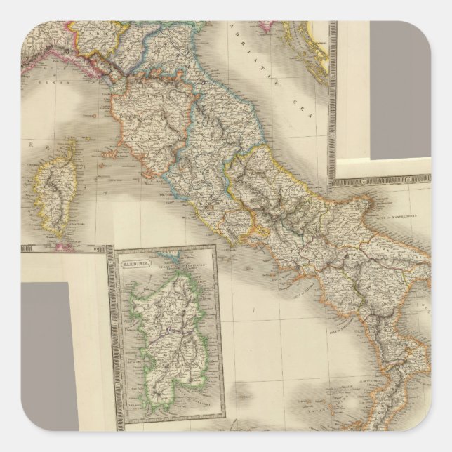 Pegatina Cuadrada Compuesto de Italia (Anverso)